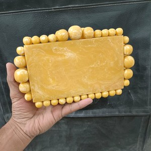 Bolsos de Mano Personalizados Hechos a Mano para Mujer, Bolsos de Resina con Perlas y Botones de Estrás, Cierre Abierto, Forro de Algodón - Product Image 2