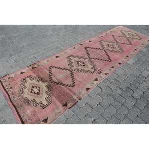 3.2x11.1 ft Turkish Rug, Vintage <b>Runner</b> Rug, <b>Red</b> Brown Camouflage Rug - Product Image 3