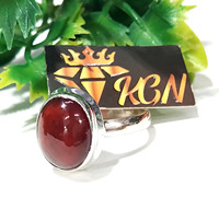 Anillo de Piedra Preciosa de Granate Hessonita Natural |   Joyería de Lujo Hecha a Mano en Plata de Ley 925 |   Anillo con Piedra Cabujón de Forma Ovalada Certificada