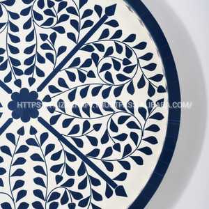 Mini bandeja de madera de resina con incrustaciones de hueso geométrico personalizado con perla de mármol de bambú acrílico para servir o bandeja de comida decorativa para el hogar - Product Image 3