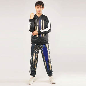 Personalizado XXL cremallera-Up hombres Jogger conjuntos de alta calidad de secado rápido transpirable ropa de gimnasio 100% algodón sublimación impresa invierno - Product Image 1