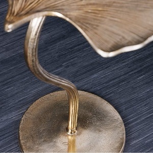 Contemporary Lotus Leaf Coffee <b>Table</b> with Brass Base and Wood Top for Living Room Decorative Furniture - Product Image 5