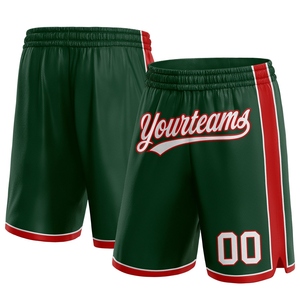 Pantalones Cortos de Baloncesto Industrie Direct Personalizados en Verde Cazador, Blanco y Rojo, Auténticos - Product Image 1