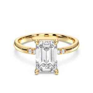 ชุดแหวนเพชรโมอิสสีทองสำหรับผู้หญิง4.14กะรัต E-F/VVS-VS มรกต & โมอิสซาไนท์สำหรับหมั้นหมายสีทอง - Product Image 1