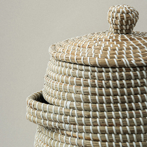 A Functional and Decorative Piece Versatile for Every Room Ideal for Storing Personal Items Laundry <b>Seagrass</b> <b>Basket</b> with Lid - Product Image 3