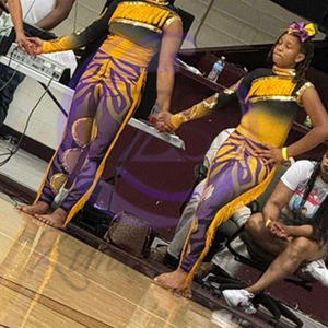 Uniforme de Majorette Personalizado en Color de Contraste, Superventas, Calidad Premium, Amarillo Brillante, Traje de Escenario de Zimvi Sports - Product Image 6