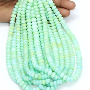 Hermosas Cuentas de Ópalo Verde Peruano en Forma de Rondelle Lisa, 6-9 mm, Cuentas de Piedra Preciosa de Ópalo Verde Peruano, Cuentas de Calidad AAA - Product Image 1