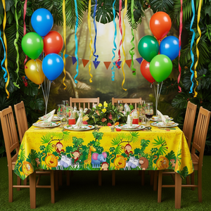 Mantel de Plástico con Diseño de Animales para Fiestas, 1.2X1.8M, Decoración para Fiestas Temáticas de la Selva - Product Image 3