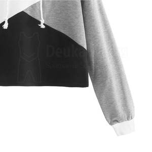 Hoodies courts à manches longues pour femmes, personnalisés OEM/ODM, avec motif sur mesure, en coton/polyester à séchage rapide, style vêtements de sport - Product Image 3