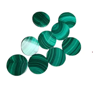 Natural Malachite Round Flat Disc Shape Calibrated Cabochons For Jewelry Making Calibrated Cabochon Gemstone Supplier Bracelet