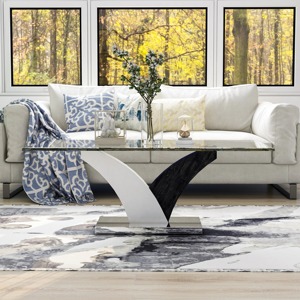 Mesa de Centro Moderna y Ecológica para Sala de Estar, Fabricada Profesionalmente, con Marco de Metal y Vidrio, Muebles para el Hogar - Product Image 5