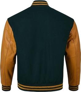 2026 Baseball Lightman Men's Vintage Thin Stand Collar Front Logo Casual Winter <b>Padded</b> <b>Thermal</b> Varsity Jacket Polyester Sleeves - Product Image 5