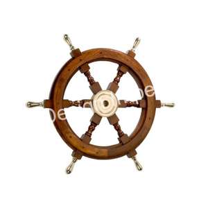 Rueda de barco con acabado Natural, diseño náutico ecológico de madera, manualidades decorativas, montaje en pared, rueda de barco redonda, regalo para eventos - Product Image 1