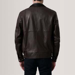 Reversible Water-Proof Alfred <b>Sheepskin</b> Leather Bomber <b>Jacket</b> in XS Coated & Embroidered PU & Spandex College Style - Product Image 5