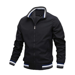 Custom Men's Casual Bomber Jacket Solid Color Breathable Waterproof Coated Hooded Outdoor Sports Jacket - Product Image 1