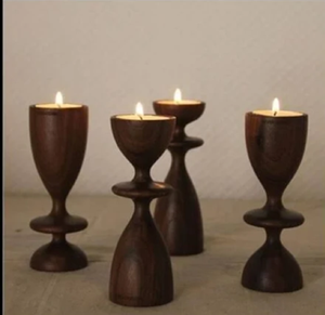 ช่างฝีมือเชิงเทียนทำจากไม้สีขาวและสีดำดีไซน์จากไม้เนื้อแข็งสำหรับการตกแต่งภายในที่มีเสน่ห์ - Product Image 5