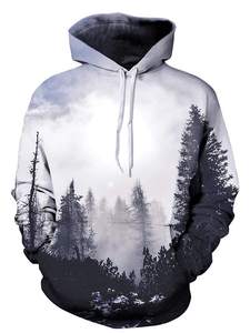 Veste de survêtement unisexe imprimée 3D Dark Forest brodée à capuche Cloudy Forest Sweat-shirt à séchage rapide Oversize 6XL HD - Product Image 3