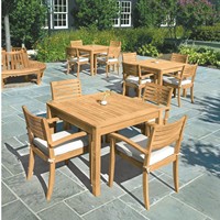 Ensemble de table à manger ronde en teck avec 4 chaises, mobilier de restaurant, usage commercial, salon extérieur, hôtels, écoles, gymnases