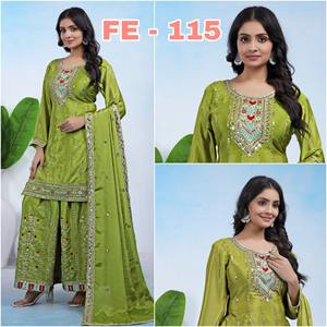 Conjunto Sharara de Chinon Hermoso y Elegante de Diseño Pesado, Estilo Indio Pakistaní, para Bodas, Fiestas y Eventos de Gala - Product Image 1