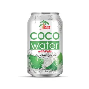 Acqua di cocco pura con polpa | 330ml (confezione da 24) VINUT, a base vegetale, senza OGM, senza zuccheri aggiunti, elettroliti essenziali