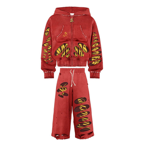 ชุดวอร์มและฮู้ดสำหรับผู้ชายเสื้อครอปแบบมีซิปสามารถซักได้แนวสตรีทแวร์แบบมีซิป - Product Image 1