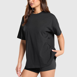 2025 recién llegado personalizado desgastado Embriorderd Logo camiseta de gran tamaño para mujeres hombro caído transpirable camiseta de peso pesado - Product Image 4