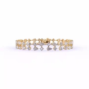 สร้อยข้อมือเพชรโมอิสซาไนท์สีทอง14K คุณภาพสูงดีไซน์เรียบง่ายน่ารักสวยงามเป็นอมตะ - Product Image 2