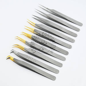 Pince à épiler professionnelle pour extensions de cils, à pointe en fibre, forme lune, pour isolation, pointe ultra-élargie, antidérapante, outil à 45 degrés - Product Image 2