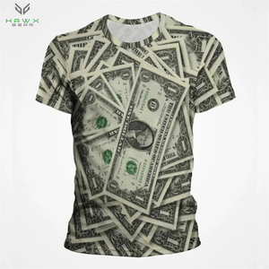 Top de punto de manga corta con cuello redondo y patrón de dinero impreso en 3D para hombre - Product Image 4