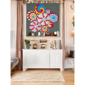Sabai Multicolor Bohemian Theme Handwoven Rattan Wall <b>Baskets</b> Bamboo Wall Art Dcor Set of 8 Pieces - Product Image 3