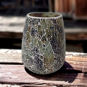 Vasos de vidrio para velas de tonos Beige multicolores hechos a mano de alta calidad, tarros decorativos, mosaico craquelado para el hogar, soporte votivo - Product Image 5