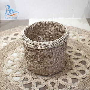 Large Vintage Seagrass Storage <b>Basket</b> with Handles Hand Woven Laundry <b>Basket</b> <b>for</b> <b>Bathroom</b> or Toy Storage Home Decor - Product Image 5
