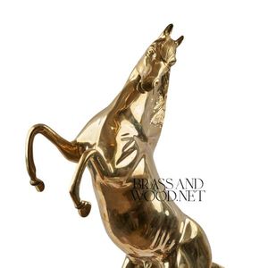 Escultura de caballo de latón antiguo hecha a mano, figurita decorativa, diseño de cría para decoración del hogar de lujo, adorno coleccionable artístico - Product Image 5