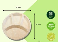 Plaque de feuille d'areca jetable ronde de 12 pouces avec 4 compartiments biodégradable et écologique pour la fonction de fête de mariage