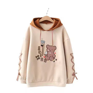 Sudadera con capucha de lana con estampado recortado logotipo personalizado mujeres Venta caliente de alta calidad 100% algodón polar de gran tamaño - Product Image 5