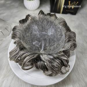 Tupé de pelo Remy indio duradero para hombres de 8X10 ", prótesis capilar de inyección de PU 120%, textura recta de densidad ligera media - Product Image 3