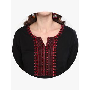 Top de Algodón Bordado Negro Estilo Bohemio para Mujer - Product Image 5