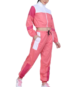 High Quality Women's Breathable Plus Size Two-Tone Windbreaker Tracksuit with Crop Jacket and Pant Mesh Lining - Product Image 3