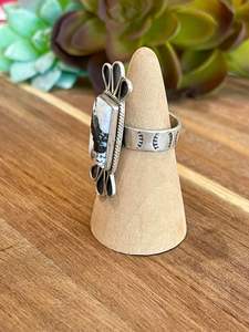 Bague ajustable unique en argent sterling et buffle blanc faite à la main Bijoux pour femmes Accessoire de créateur élégant Boho - Product Image 3
