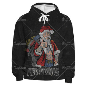 Vente en gros pas cher dernier style personnalisé de haute qualité cordon hommes sweats à capuche de noël 100% coton thermique sweats à capuche de noël - Product Image 3