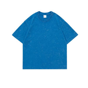 Venta al por mayor de tallas grandes de los hombres lavado ácido camisetas 100% algodón de alta calidad transpirable lona Hip Hop Streetwear Oversized Crew Tee - Product Image 5