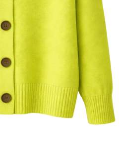 Women Lime Green Button Front Knit Cardigan Sweater Long Sleeve Soft Casual <b>Winter</b> <b>Top</b> With Polo Collar For Ladies Fashion Wear - Product Image 6