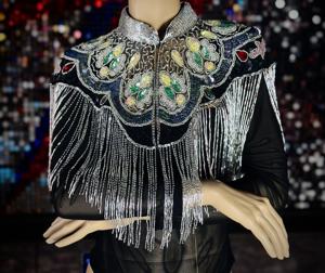 เบอร์เลสก์ที่สวยงามประดับด้วยลูกปัดเลื่อมเป็นเส้นๆเครื่องแต่งกายของสโมสรที่สง่างามมีไข่มุกธรรมชาติ - Product Image 1