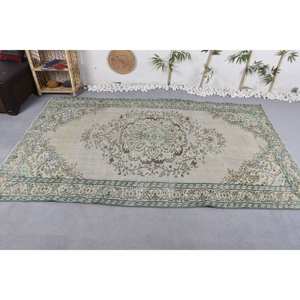 Alfombra turca Vintage área grande 5,4 X 8.6ft forro de látex de lana verde Patchwork para adolescentes estilo Rectangular-modelo 'habitación' - Product Image 3