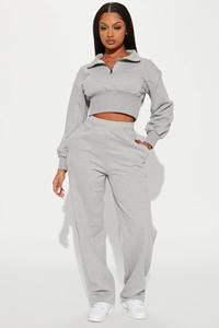 Oem Custom Logo Women's Thick Fleece Two Piece Set Women Clothing <b>Zip</b> up <b>Sweatshirt</b> Sweatpants Set Tracksuits Set - Product Image 6
