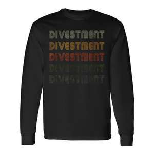 Divestment Long Sleeve T-<b>Shirt</b> Unisex Adult Crew Neck <b>Grunge</b> Vintage Style Promotional - Product Image 1
