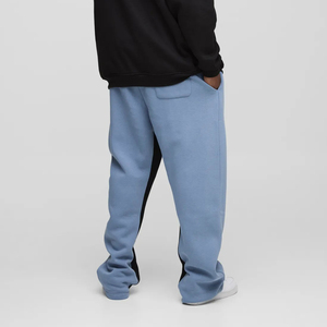 Venta caliente Loose Fit 100% algodón Streetwear pantalones de chándal acampanados apilados paneles acampanados laterales pierna recta pantalones holgados lavados para hombres - Product Image 3