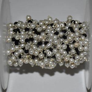 Silver Plated Multi color Glass Beads Rondelle <b>Cluster</b> Rosary Chain, Wire Beaded Chain for Jewelry Bracelet necklace Making - Product Image 1