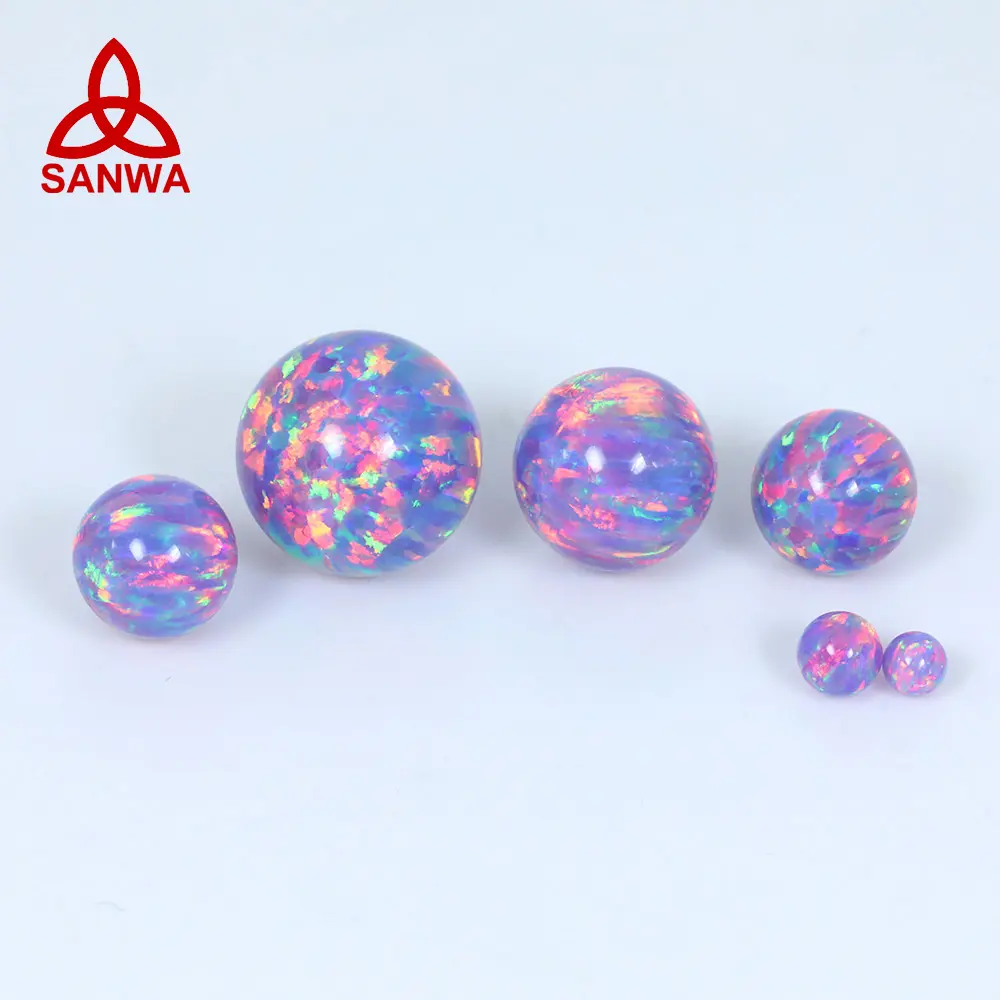 Sanwa Created Synthetic Opal Circled Round Beads in OP38 Multi-Lavender Purple Factory Price for Silver Ring Accessories Jewelry