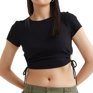 Meilleures ventes, prix bas, haut court uni pour femmes, tissu de haute qualité, coupe régulière, haut court en coton pour femmes, décontracté - Product Image 1